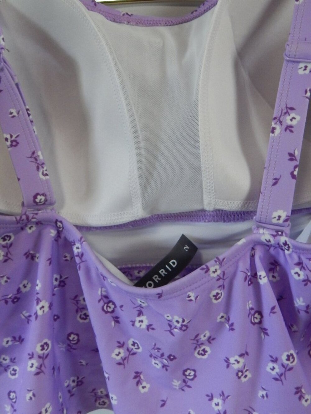 Torrid Wireless Flounce Bikini Top, ALICE DITSY WHISTERIA - Picture 8 of 9